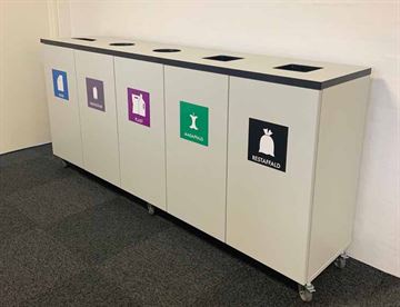 Affaldsbeholder med 5 moduler til sortering af affald - Kildesortering 
